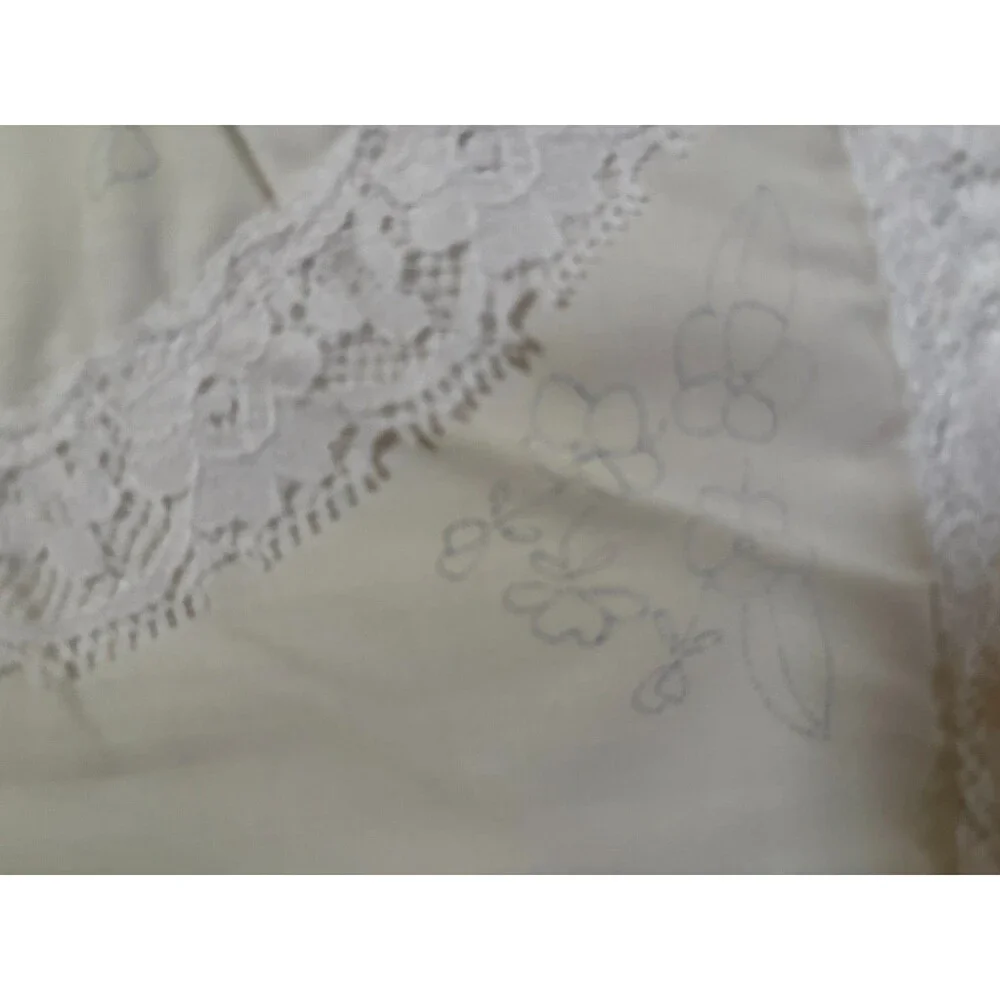 Vintage Stamped Cross Stitch Pillowcase Set of 6 Floral Geese Butterfly Lace